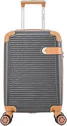 Mala de Bordo Rígida - Textura Canelada Distinta, Rodas Duplas Silenciosas 360°, Cadeado com Combinação Numérica | Leveza e Segurança Aprimoradas para Viagens (Chumbo, Pequeno)