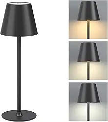 Luminária Abajur de Mesa LED Touch Sem Fio Portátil, Recarregável e Dimerizável, 3 Cores de Luz (Quente, Neutra, Fria), Base Antiderrapante – Ideal para Quarto, Escritório e Estudo(A68, Preto)