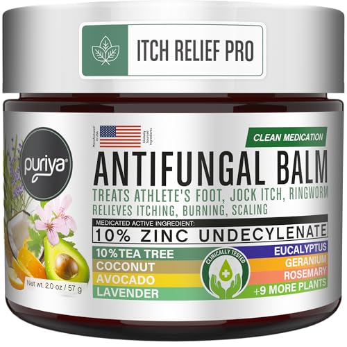 Puriya Clinically Proven Antifungal Cream for Skin Fungus, Extra-Strength Athletes Foot Cream Treatment, Jock Itch, Ringworm Treatment for Humans, Anti Fungal Itchy Skin Relief with Tea Tree Oil