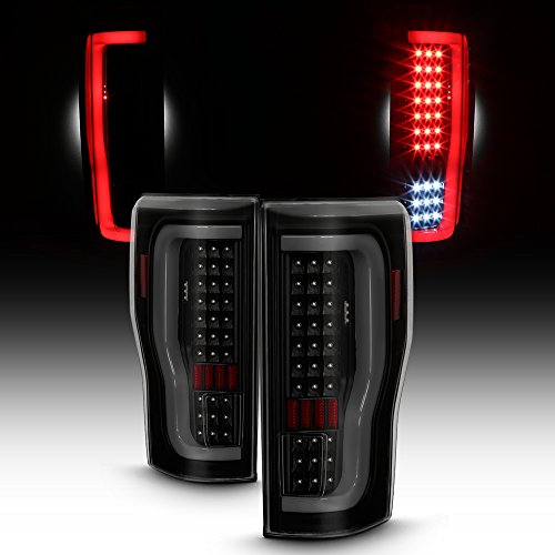 AKKON - For 2017-2019 Ford F250 F350 SuperDuty Full LED Bar Tail Lights Black Smoked Housing - Pair