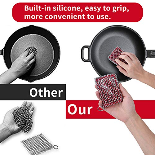 image for U-picks Cast Iron Skillet Cleaner,316 Stainless Steel Chainmail Cleani