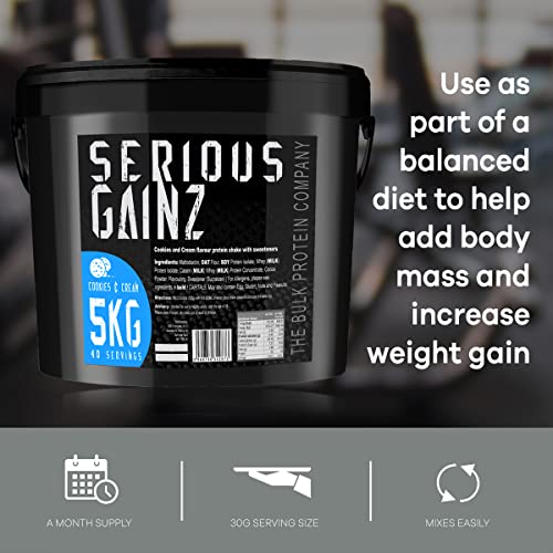 The Bulk Protein Company, SERIOUS Gainz - Whey Protein Powder - Weight Gain, Mass Gainer - 30g Protein Powders (Cookie & Cream, 5kg) - Image 6