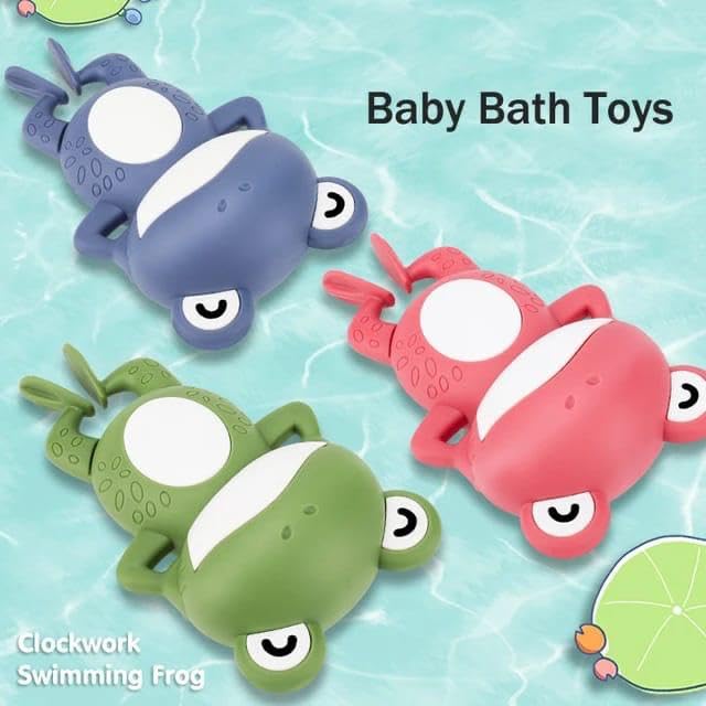 COSMOBABY Premium Bath Toys, Floating Wind Up Toys for 1-5 Year Old Boy Girl, New Born Baby Bathtub Water Toys, Preschool Toddler Pool Toys Frog (Pack of 3) Proudly Made in India - Image 2 thumbnail