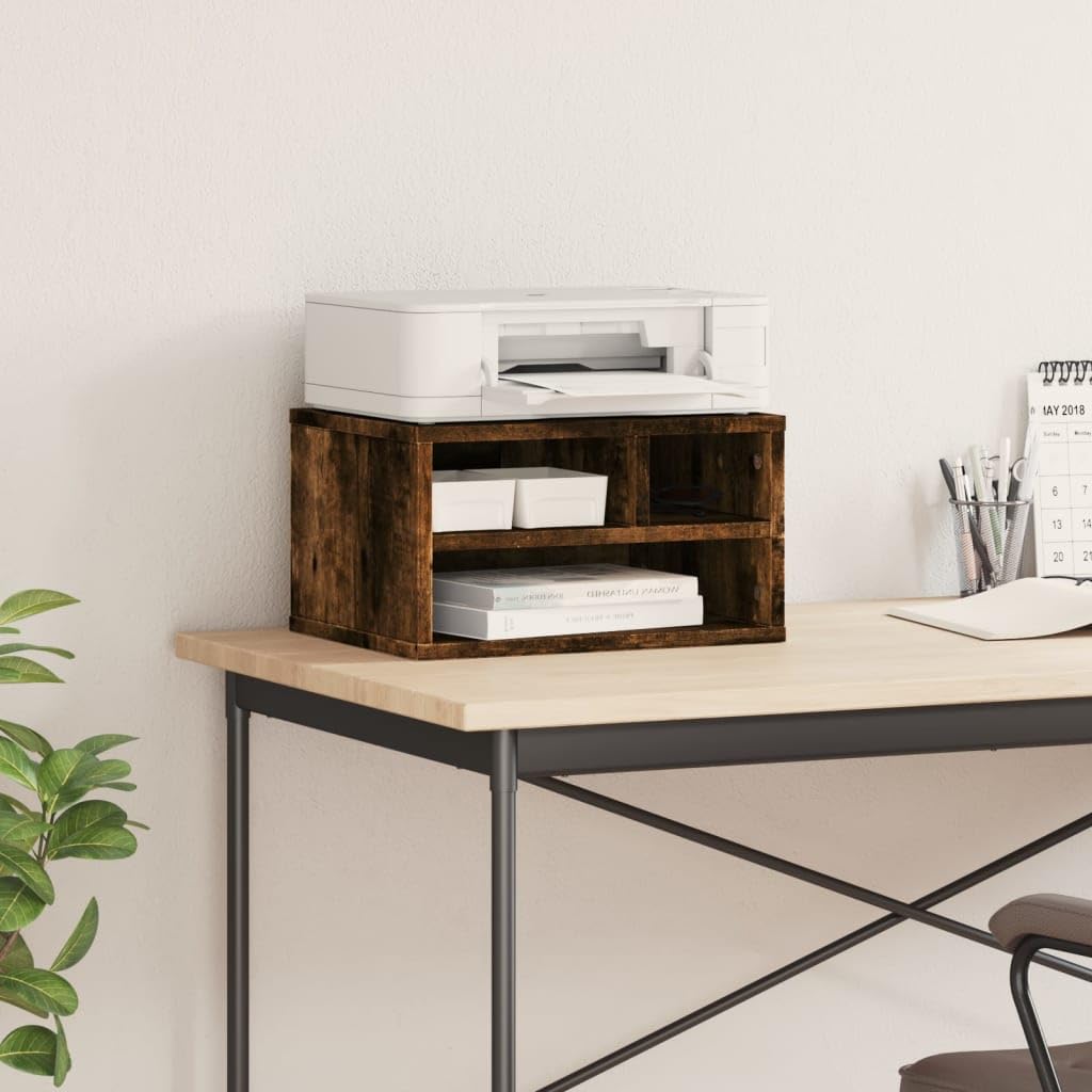 Druckerständer Räuchereiche 40x32x22,5 cm Holzwerkstoff Beistelltisch für Büro Wohnzimmer Schlafzimmer LH106048