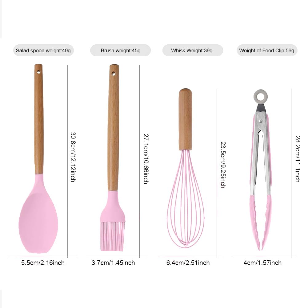 12 Pcs Kitchen Utensil Set, Silicone Cooking Utensils Set including Wooden Handle, Heat Resistant - Image 4