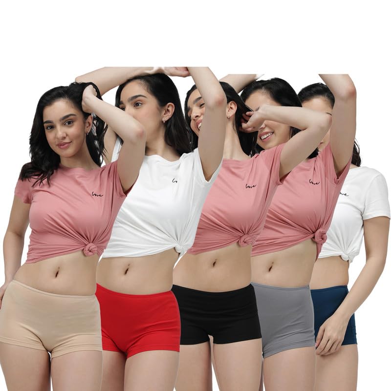 Image of Amul Comfy Women Boy Shorts Innerwear Combo Pack(Assorted Colours May Vary)