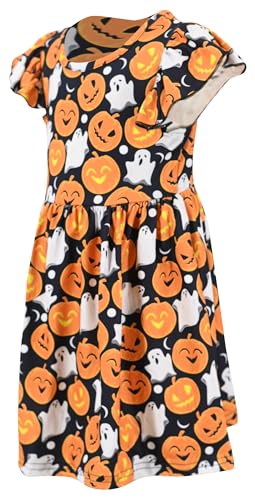 Image of Unique Baby Girls' Short Sleeve Everyday Printed Dresses for Kid and Toddler, Sizes 2T-12Y