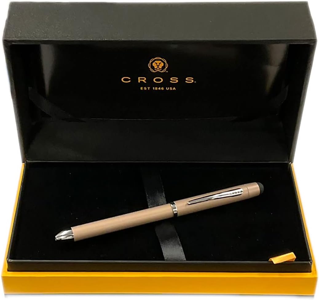 Cross Tech3+ Light Gold Multifunction Pen, 4 in 1 Ballpoint Pen Red and Black Ink, 0.5mm Pencil and Stylus