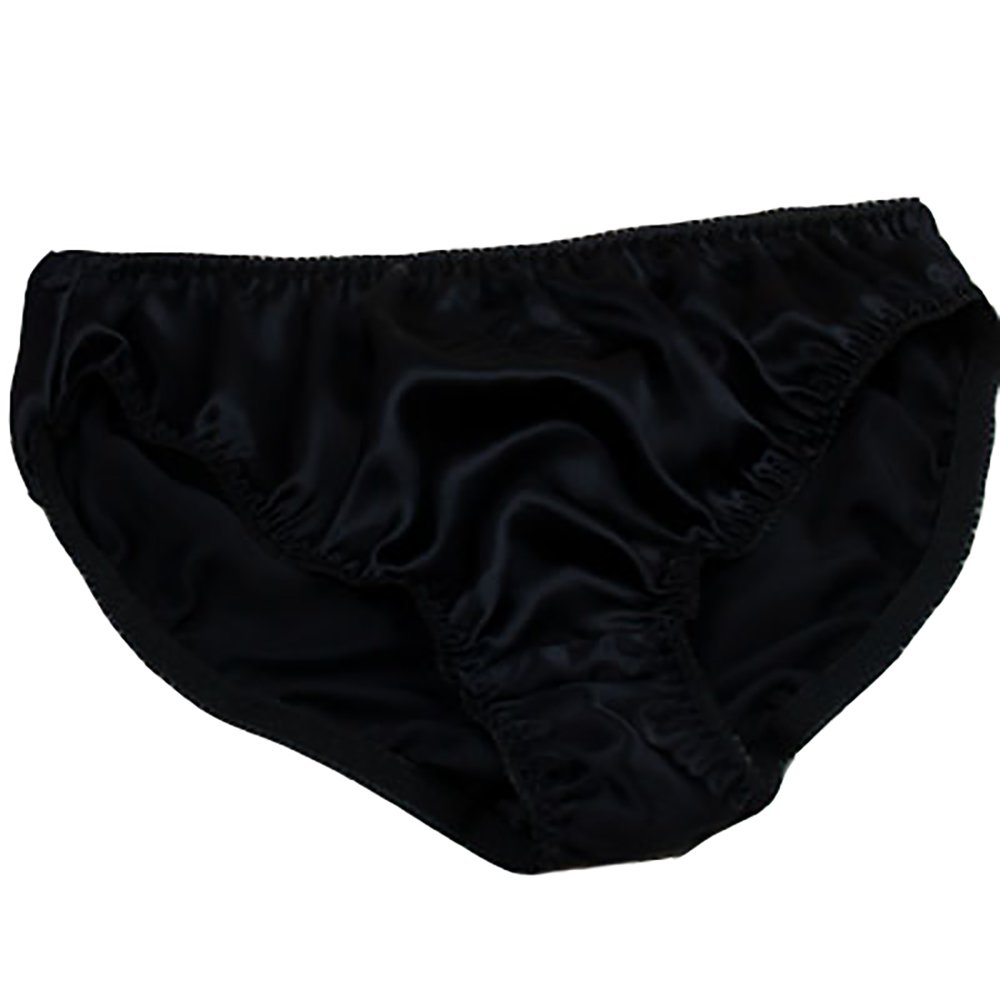 Lsharon Silk Women's Black Sexy 100% Mulberry Silk Briefs Lingerie Lace Thong Underwear Panties (Xl(Tag 3XL), )