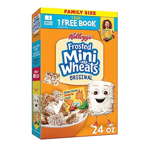 Kellogg's Frosted Mini-Wheats Cold Breakfast Cereal, High-Fiber, Whole Grain, Family Size, Original, 24Oz Box (1 Box) #TOP4