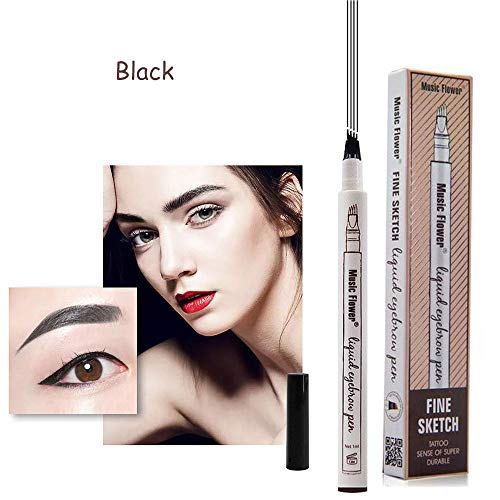 Eyebrow Tattoo Pen-LilyAngel Waterproof Microblading Eyebrow Pencil with a Micro-Fork Tip Applicator Creates Natural Looking Brows Effortlessly(Black,1pc/pack)