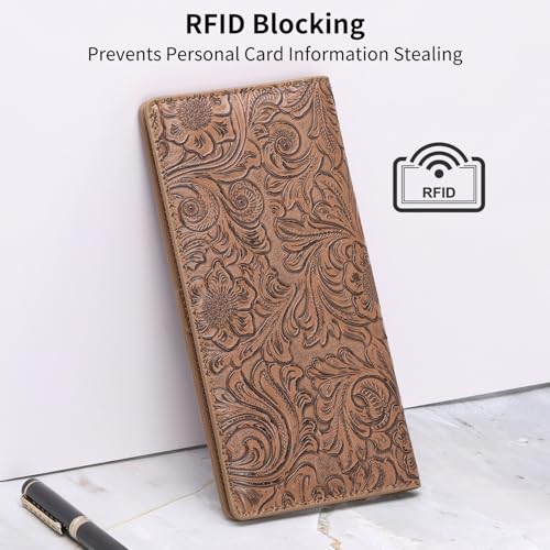 Image of GOIACII Leather Women Wallet RFID Slim Wallets for Women Thin Ladies Credit Card Holder Bifold Billfold with 11 Card Slots & ID Window