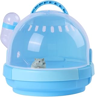 Portable Small Pet Carrier Case Holder with 60ML Water Bottle, Portable Sugar Glider Carrier Case for Outing Odorless Hamster Cage Accessories Suits Guinea Pig Rat
