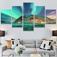 SIGNWIN 5 Panel Canvas Wall Art Modern Art Astronomy & Space Cosmic Decorative Elements Dramatic Multicolor Photography for Home Decorations Ready to Hang - 60