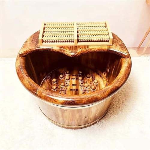 Spa de pies de madera con rodillos masajeadores y tapa