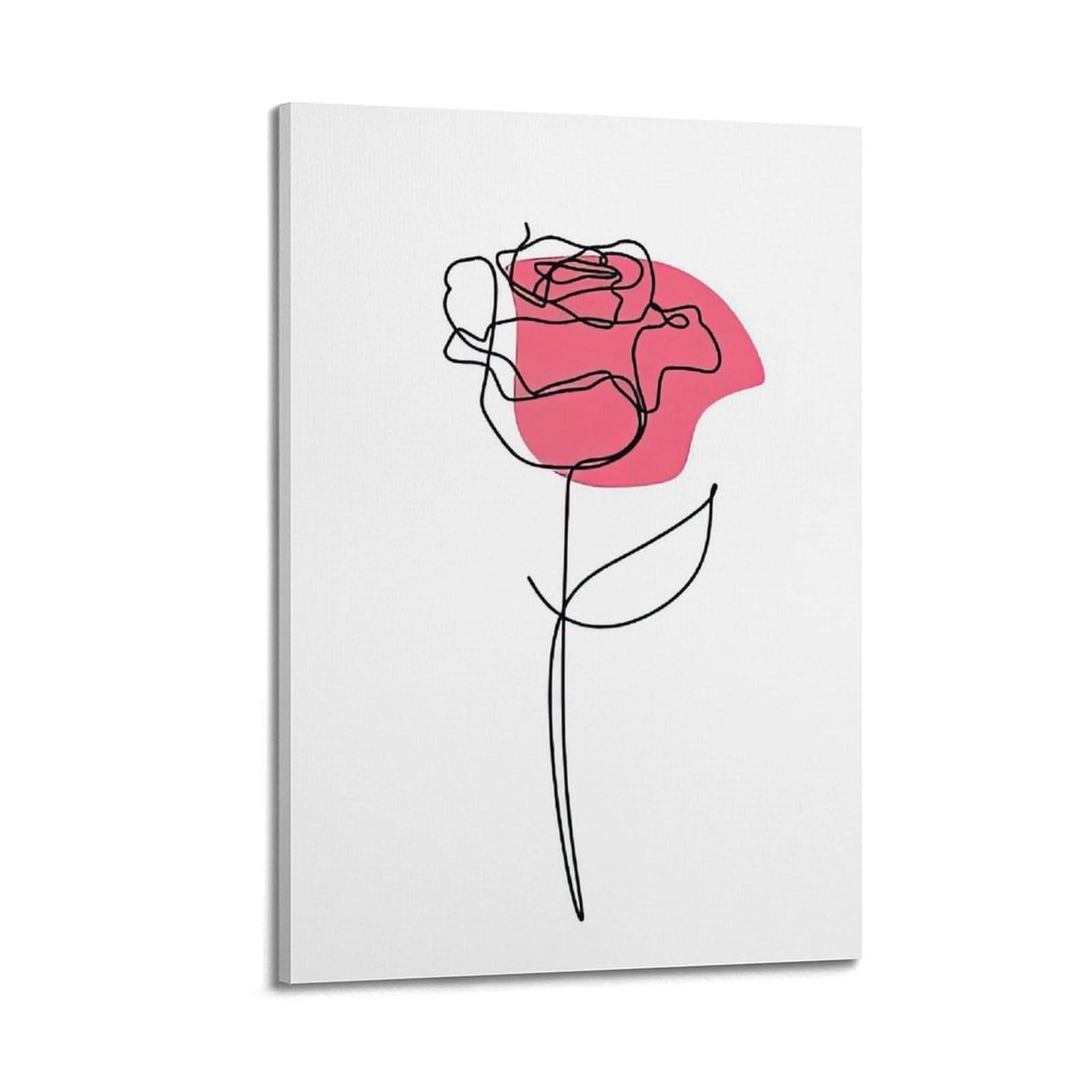 DLJGDS Simple Plant Poster Line Drawing Rose Decorative Painting Canvas Wall Posters And Modern Family Bedroom Decor 24x36inch(60x90cm)
