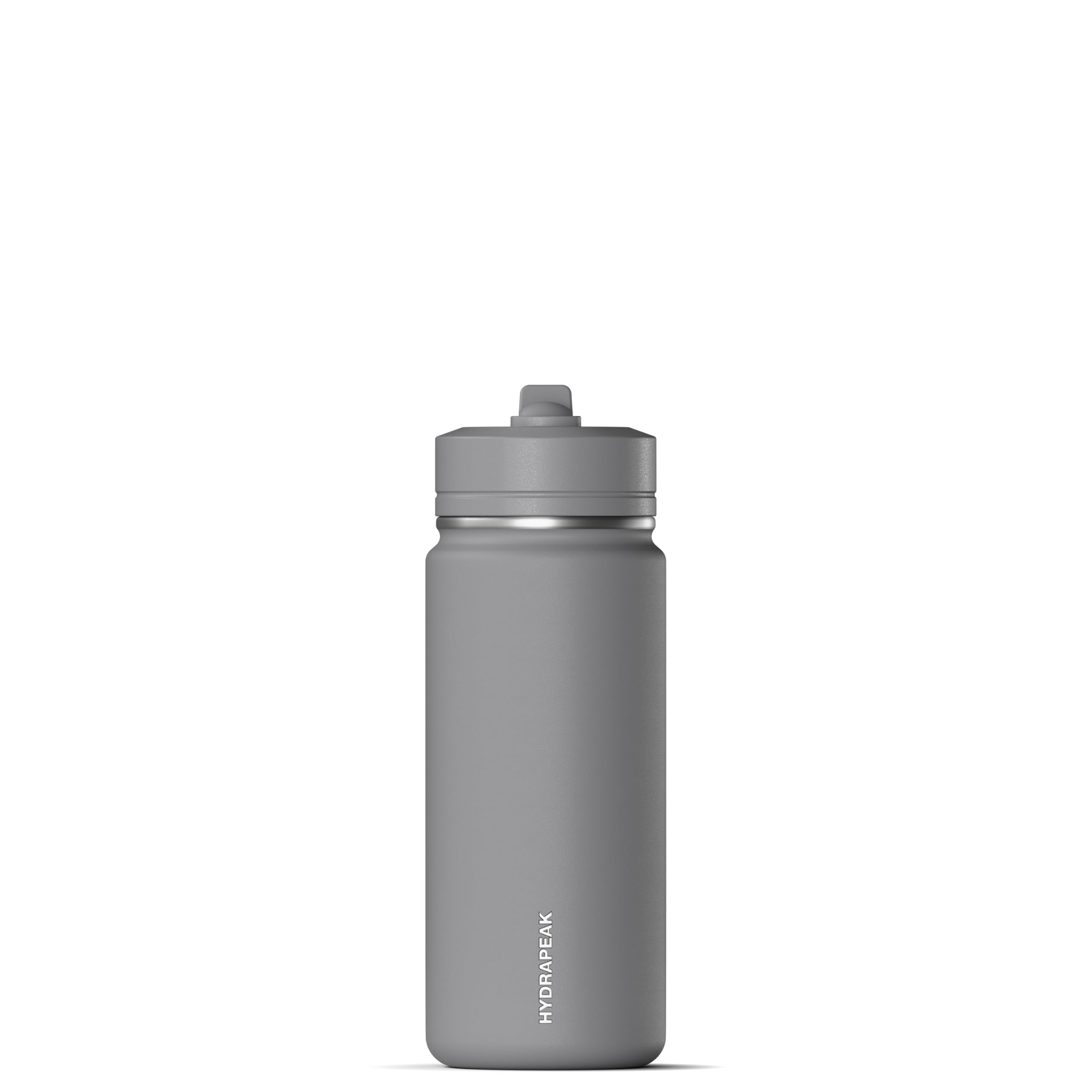 Hydrapeak Mini Trinkflasche mit Strohhalm-Deckel, Edelstahl, doppelwandig, isoliert, auslaufsichere und auslaufsichere Flasche für Schule, Kinder, 24 Stunden kalt (Grau)