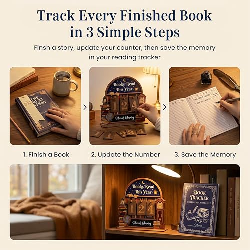 Woodamore Books Read This Year Counter, Book Tracker Gift for Book Lovers - Image 5