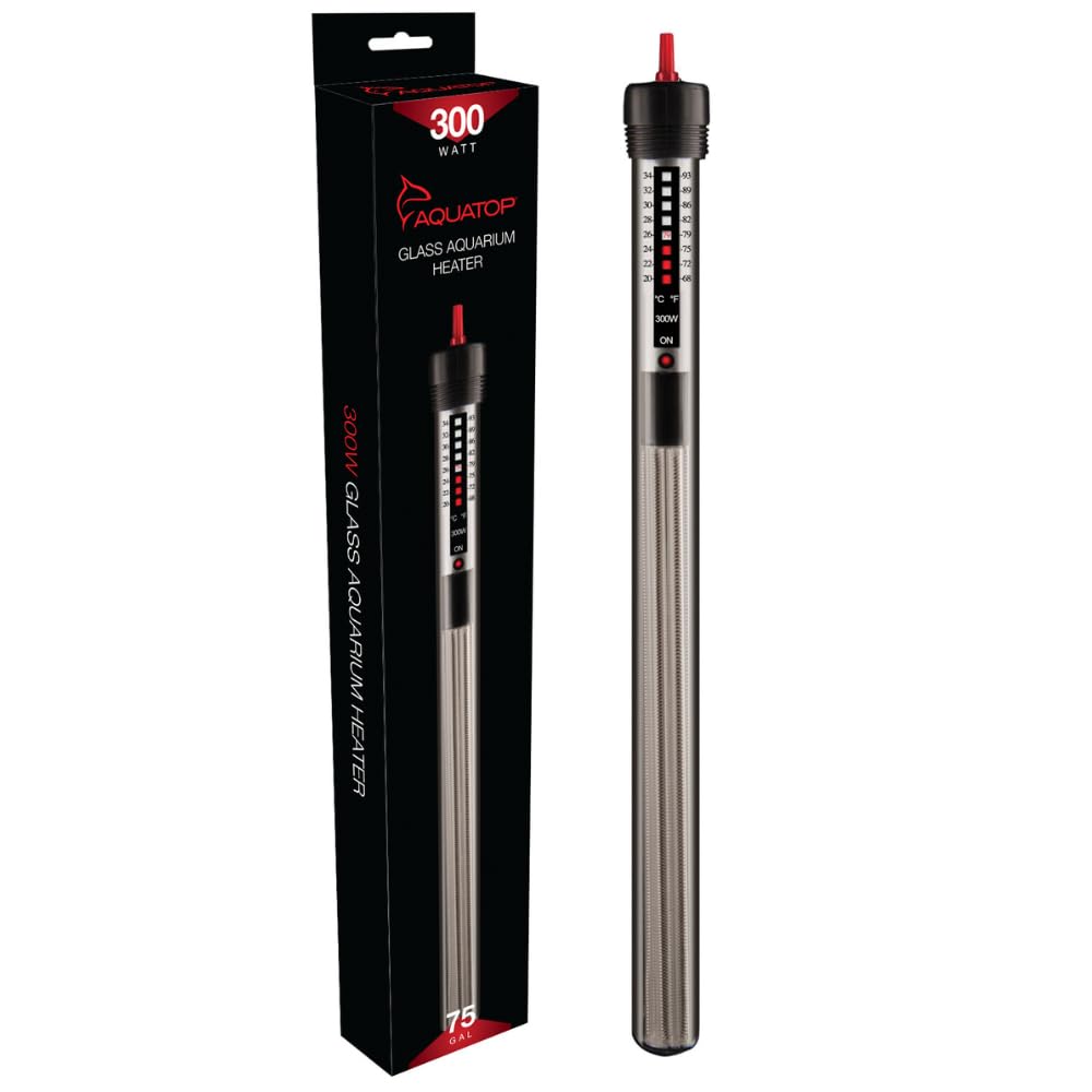 Aquatop 300W Aquarium Submersible Glass Heater – Adjustable Temperature 68-93°F – Fish Tanks Up to 75 Gal – for Freshwater & Saltwater – GH-300