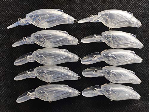 YETYE 10pcs Unpainted Fishing Blank Lure Body 75mm 8g Crankbait