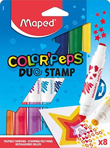 Caneta Hidrografica Color Peps Duo Stamp Carimbo Caixa X 8 Cores
