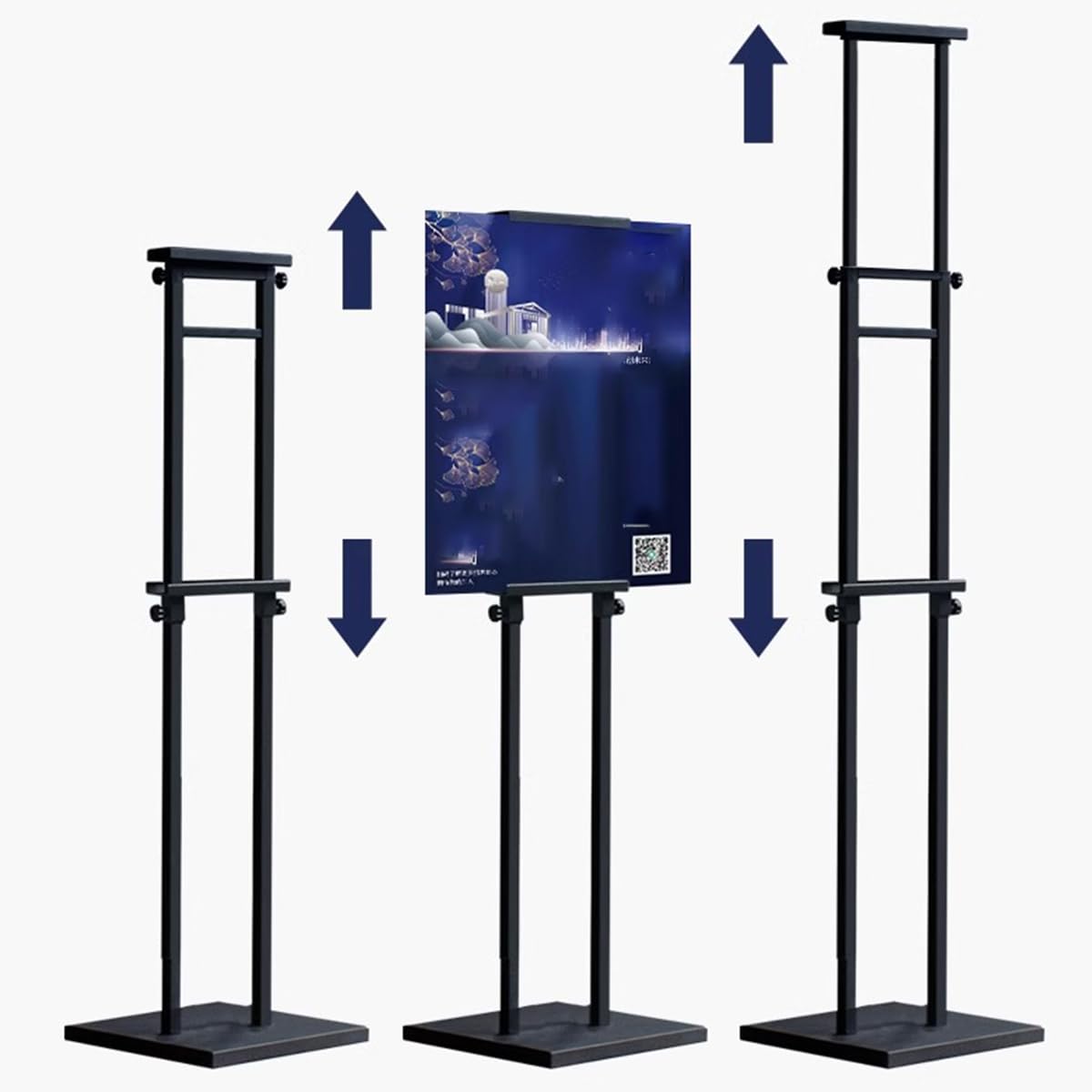 A4 Einstellbare Zeichen Halter Stand Vertikale Boden-Standständer doppelseitige Halterung,Weiß