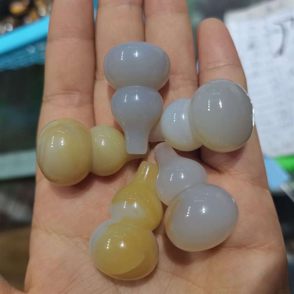 SnamicE Natural crystal rough Reiki Crystal Natural Color Agate Crystal Statue Stone Carving Gourd Crafts Gourd Decoration Can be Used for Crystal,5pcs