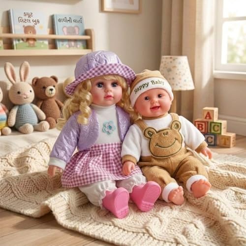 Image of Musical Baby Doll Toy for Kids - Soft Plush Talking & Singing with Touch Sensor, Interactive Baby Boy & Girl Doll in Colorful Dress,Gift Toy (Multicolor Winter Girl)