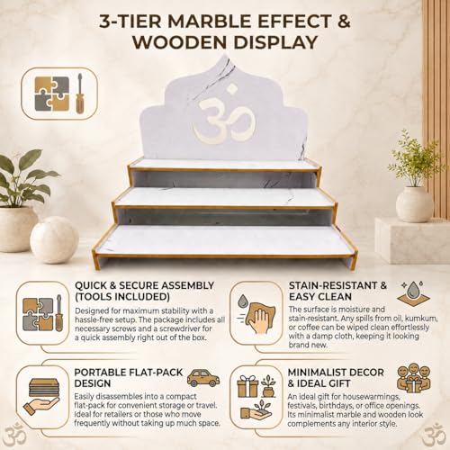 Privla 3-Tier Spiritual Pooja Mandir 30x30x30cm - Image 7