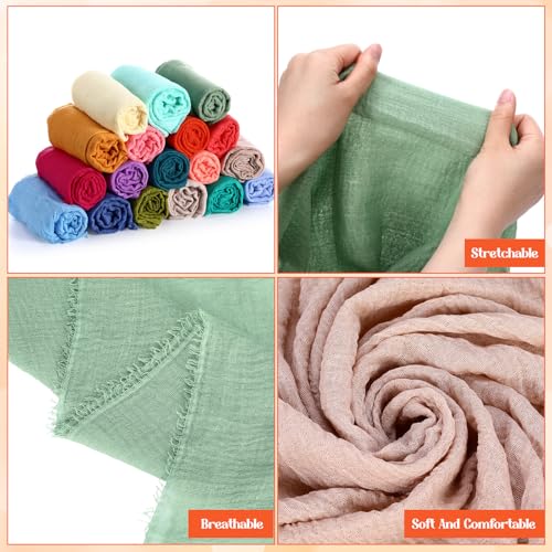 Yahenda 18 Picees Women Scarfs Shawl Hijab Soft Cotton Hemp Long Scarf Head Wraps for Women, 27 x 69 Inches3