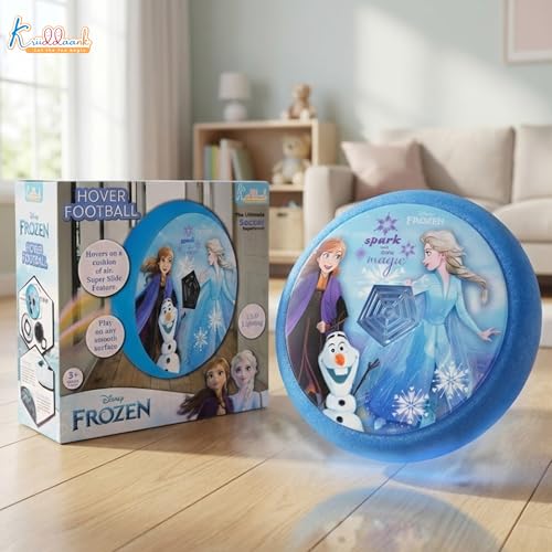 Image of Frozen Theme Hover Football - LED Light Up Air Soccer Ball with Soft Foam Bumpers -Disney Elsa & Anna Indoor Sports Toy for Kids Boys & Girls 3+, Glides on Smooth Surfaces, Safe Active Play