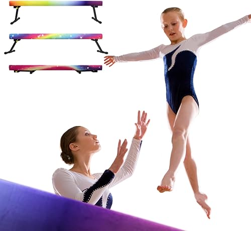 Miniatura 5 de Viga de equilibrio ajustable, equipo de gimnasia de viga de piso alto y bajo, haz de gimnasia profesional para niños, entrenamiento en casa con