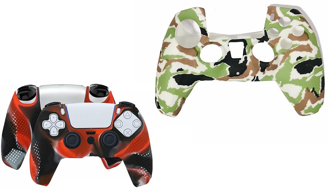 PSS 2Pack Silicone Cover for PS5 Controller Skin Soft Rubber Protective Case Compatible with Playstation 5 DualSense Wireless Controller (Green Camo/Red Camo) (B0C8N91NCQ) Amazon Price History, Amazon Price Tracker