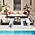 Devoko 7 Pieces Outdoor Sectional Sofa Patio Furniture Sets Manual Weaving Wicker Rattan Patio Conversation Sets with Cushion and Glass Table (Beige)