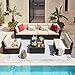 Devoko 7 Pieces Outdoor Sectional Sofa All-Weather Patio Furniture Sets Manual Weaving Wicker Rattan Patio Conversation Sets with Cushion and Glass Table (Brown)