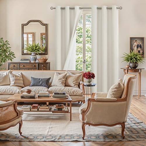 Image of YoungsTex Linen Blackout Curtains for Bedroom, Full Room Darkening Grommet Long Burlap Window Drapes Thermal Insulated for Living Room, 2 Panels, 42 X 84 Inch, Linen