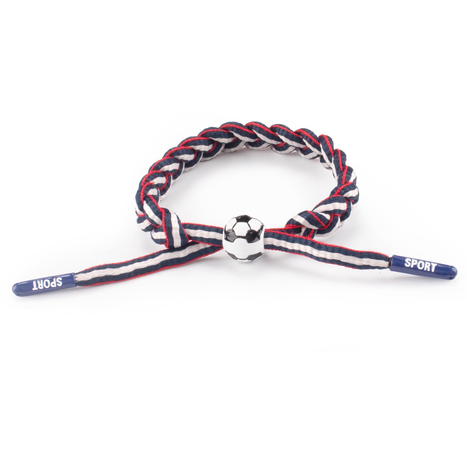 Threetols Soccer Braided Bracelet for Fans, USA National Team Colors Sports Braideds, Adjustable Handmade Friendship Bracelet for Men Women, Game Day Accessory, Athletic Fan Gear, Soccer Lovers Gift