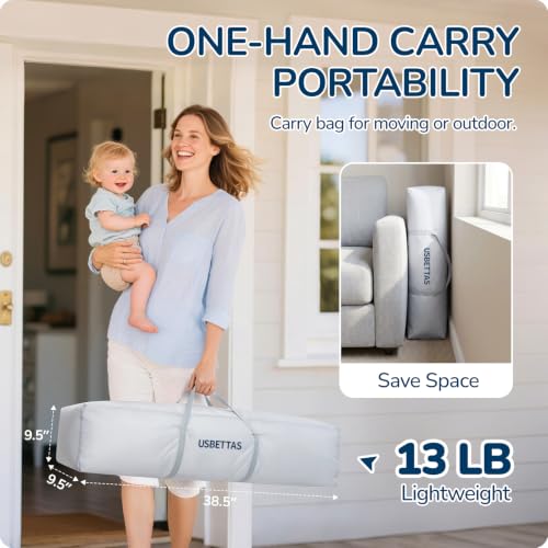 Image of Foldable Baby Playpen, 59 inchx71 inch, Light Gray