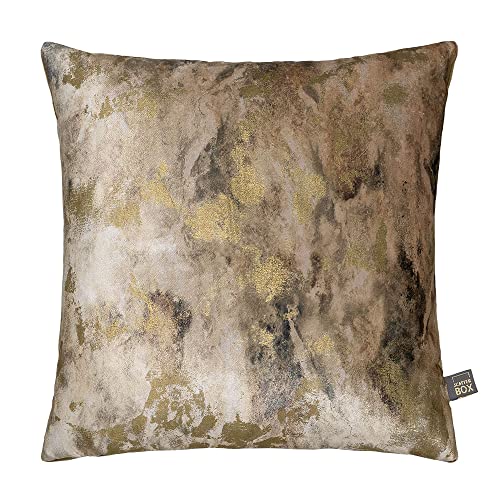 Image of Scatter Box Caesium Faux Velvet Feather Filled Cushion, Gold, 43 x 43 Cm