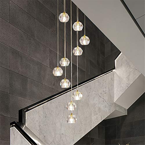 Chandelier suspendu long G9-LED pour duplex et plafond haut réglable 3000K