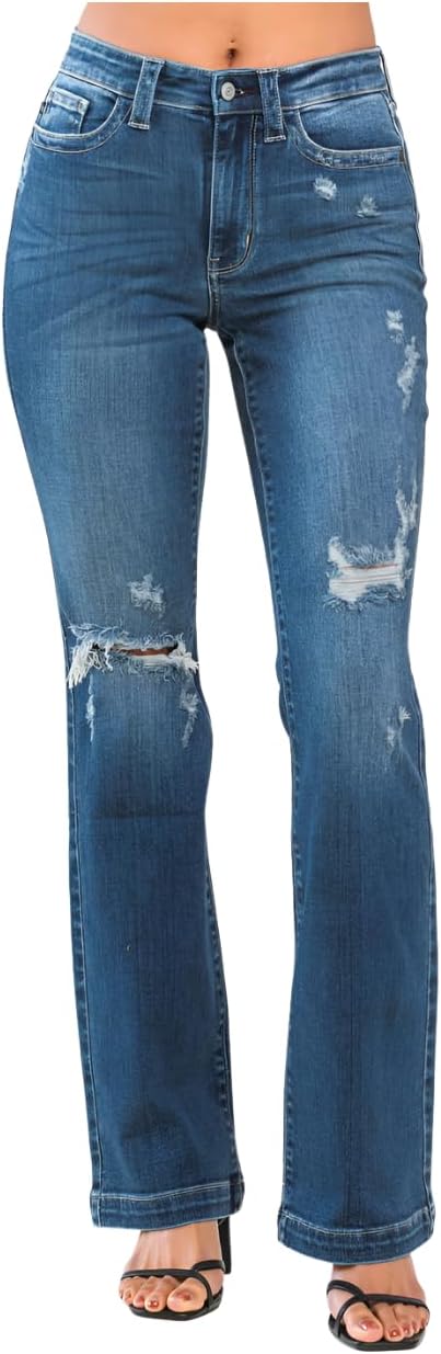 Judy Blue Mid Rise Distressed Bootcut Jeans - Image 5