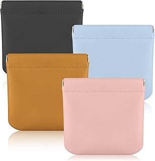 4pcs Pocket Cosmetic Bag, Waterproof Pocket Cosmetic Bag Portable Cosmetic Pouch Mini Travel Makeup Bag Squeeze Top Cosmetic Bag for Cosmetics (Caramel, Gray, Blue, Pink)