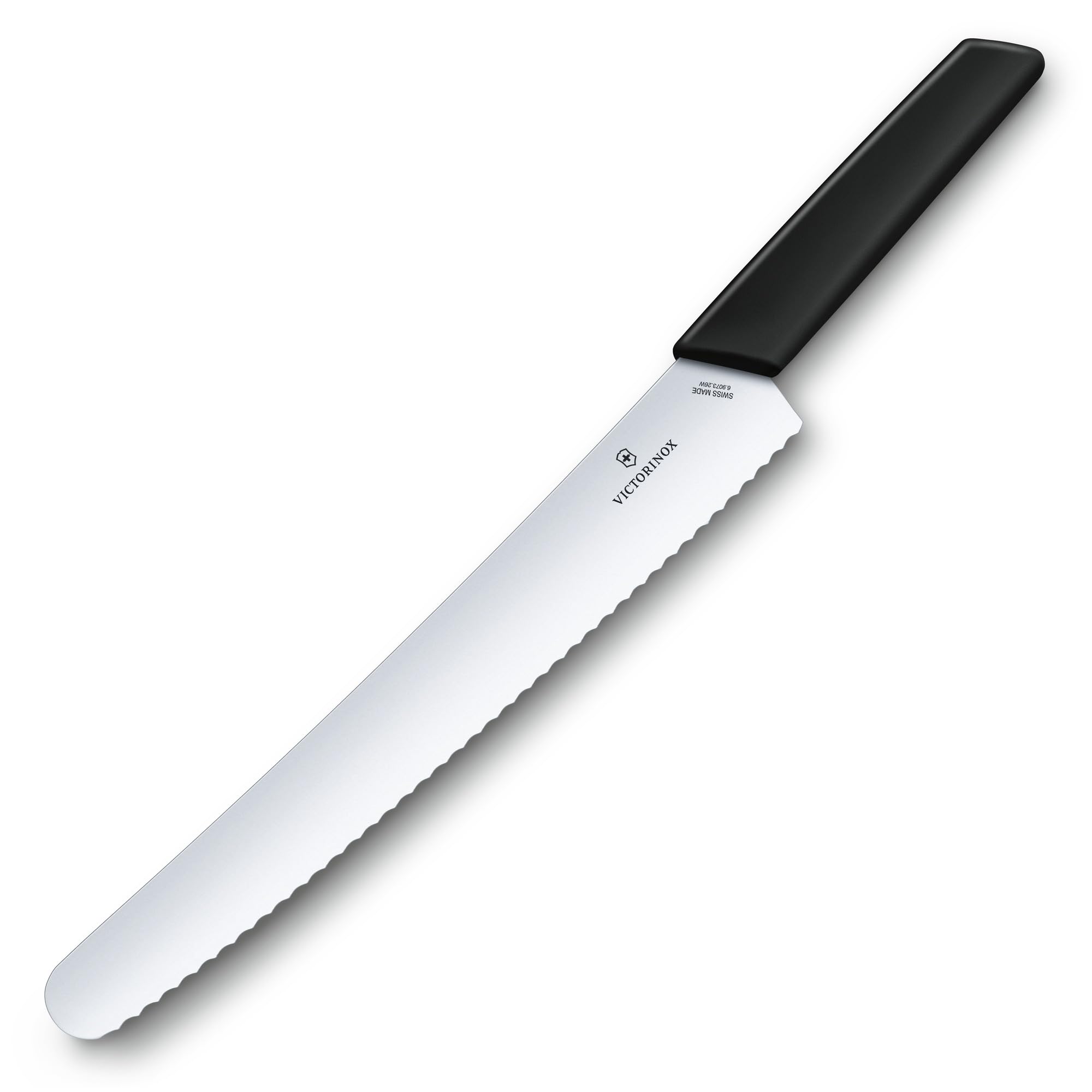 Victorinox Coltello da Pane e Pasticcere Swiss Modern con Filo Ondulato, Lama di 26 cm in Acciaio Inossidabile, Impugnatura Ergonomica Sintetica, Nero