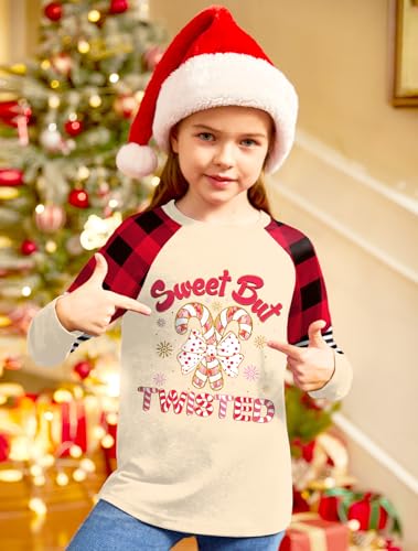 Image of BesserBay Girls Christmas Raglan Shirt Casual Leopard Stripe Patchwork Tunic Top 4-14 Years