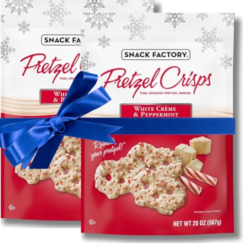 Snack Factory Holiday White Creme and Peppermint Pretzel Crisps, 20