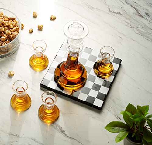 Godinger Whiskey Decanter and Whiskey Glasses Shot Glasses Set, Chess Decanter Set, King Liquor Decanter, Whiskey Gift Sets