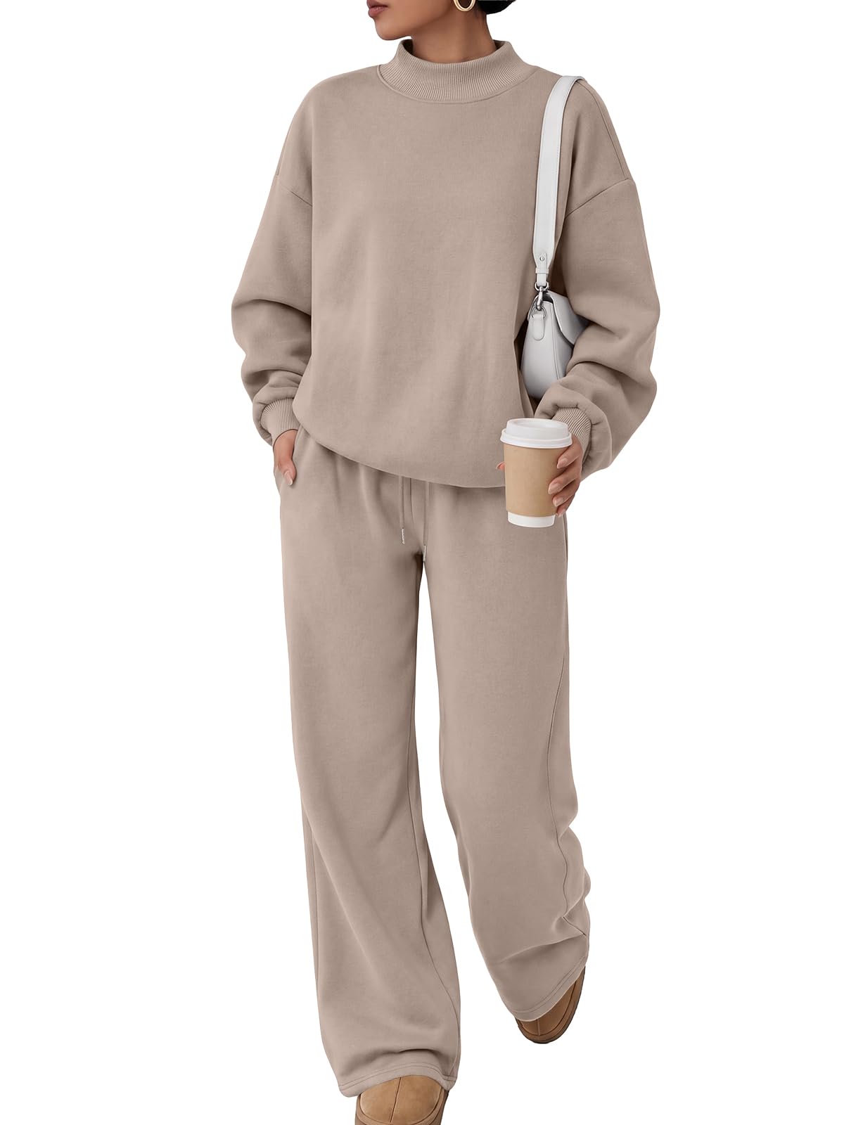 Trendy Queen Women's Mock Neck 2 Piece Sweat Sets Sweatsuits Fall Outfits