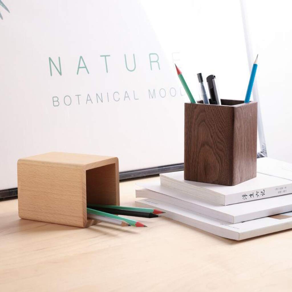 Kreative Holz Stifthalter Desktop Aufbewahrungsboxen Schreibtisch Bleistift Makeup Organizer Büro Sundries Aufbewahrungsschule Schreibwaren Inhaber (Color : Brown)