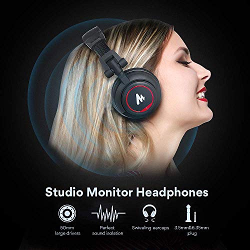 Image of (Refurbished) MAONO AU-MH501 Wired Over the Ear Headphone with Mic (Black)
