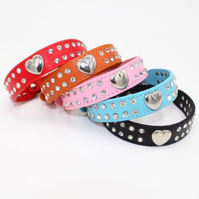 PSK PET MART 2 Row Rhinestone Shiny Heart Rivet Leather Dog Strap Dog Collar for Free Size Colourful Collar Pack of 1 (B0CXXYFBSC) Amazon Price History, Amazon Price Tracker